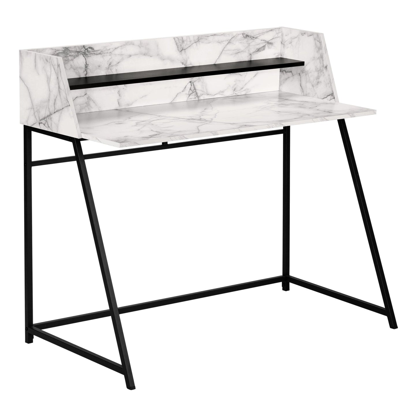 Computer Desk - 48"L / White Marble-Look / Black Metal