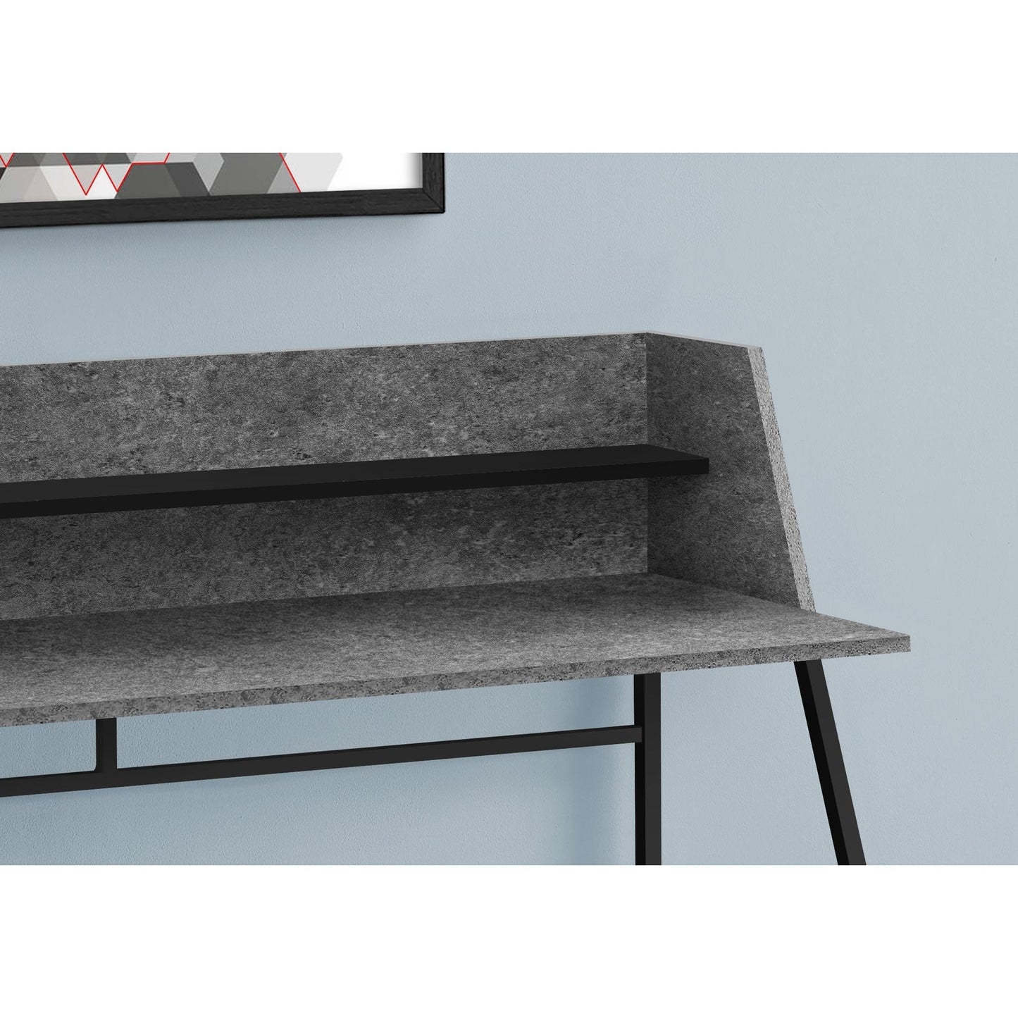 Computer Desk - 48"L / Grey Stone-Look / Black Metal