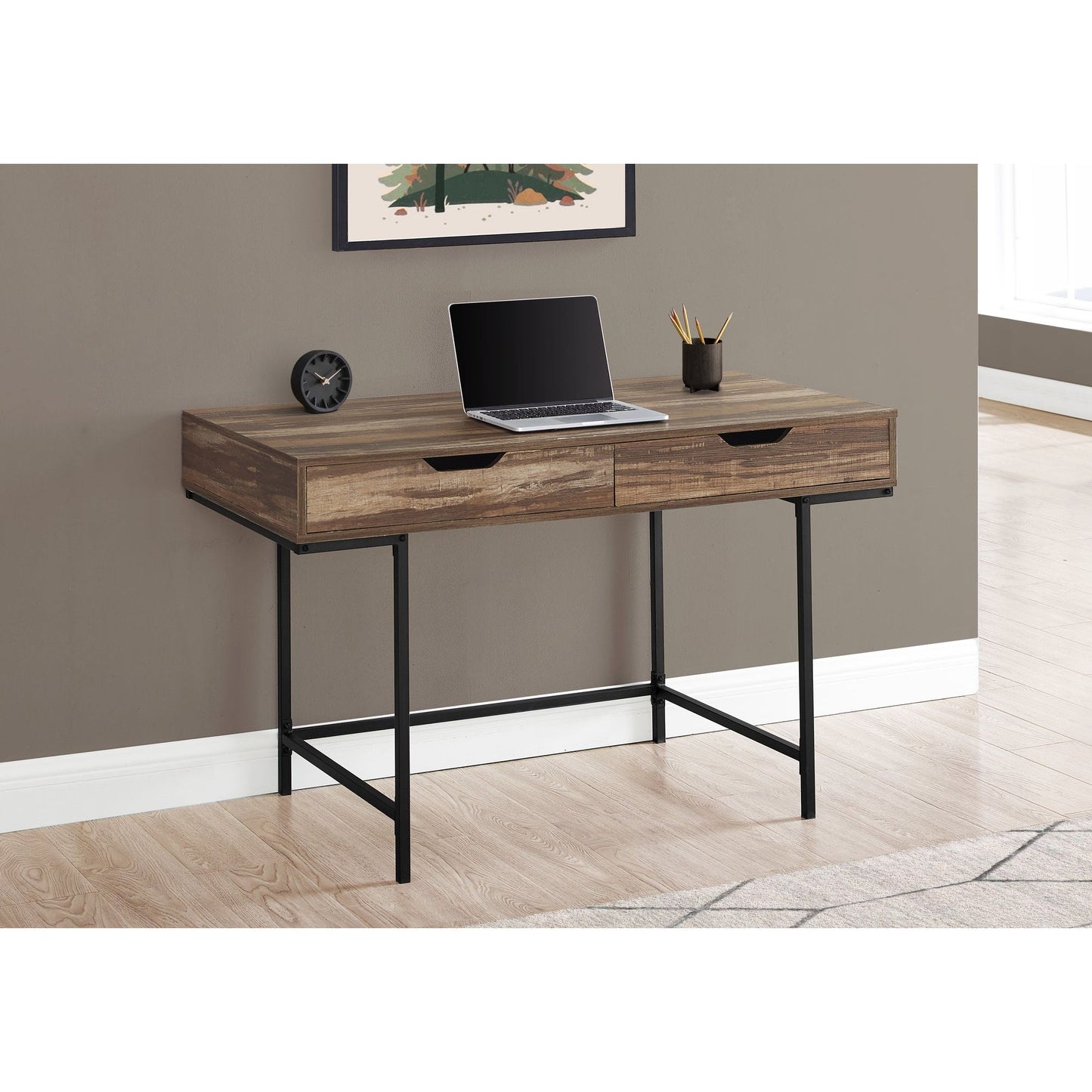 Computer Desk - 48"L / Brown Reclaimed Wood / Black Metal