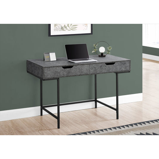 Computer Desk - 48"L / Grey Stone-Look / Black Metal