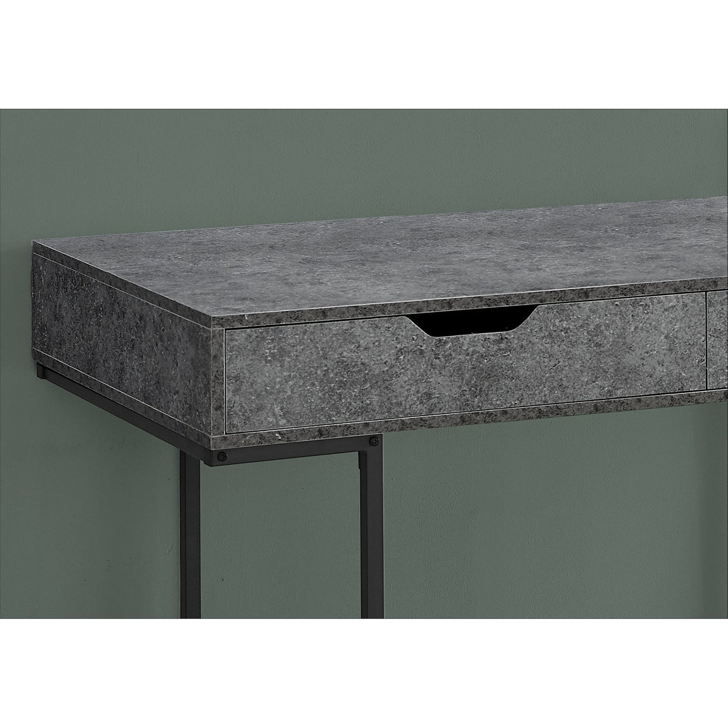 Computer Desk - 48"L / Grey Stone-Look / Black Metal