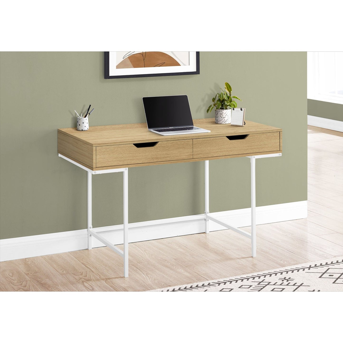 Computer Desk - 48"L / Natural / White Metal