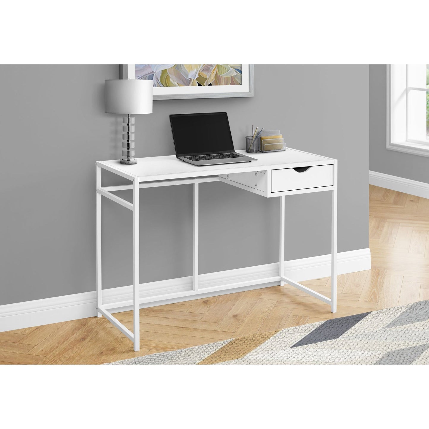 Computer Desk - 42"L / White / White Metal