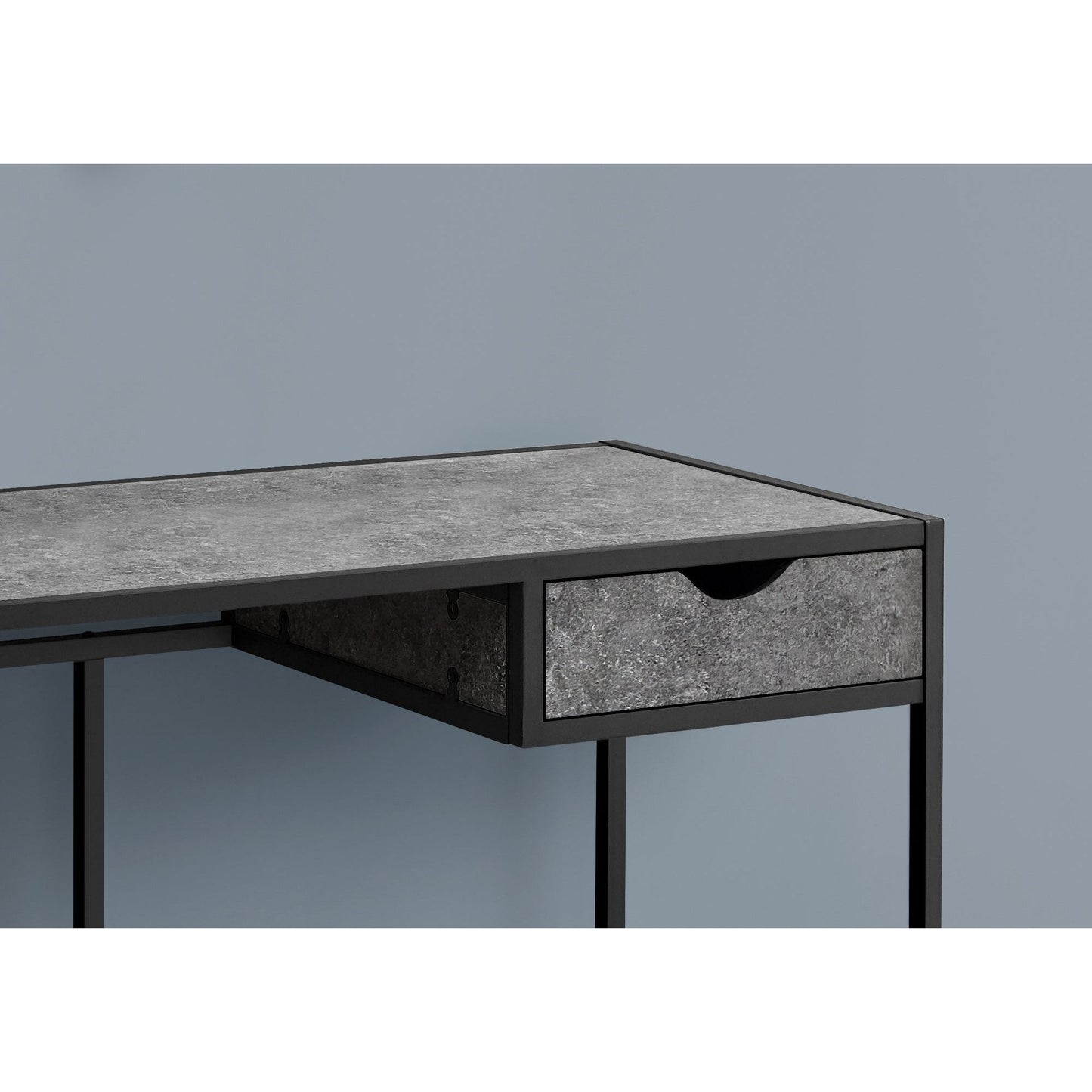 Computer Desk - 42"L / Grey Stone-Look / Black Metal