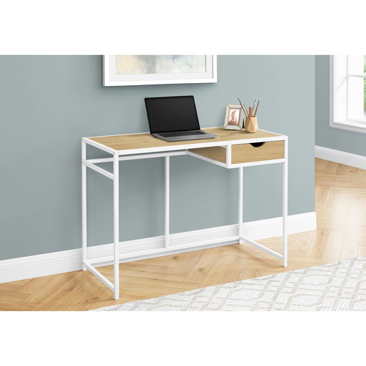 Computer Desk - 42"L / Natural / White Metal