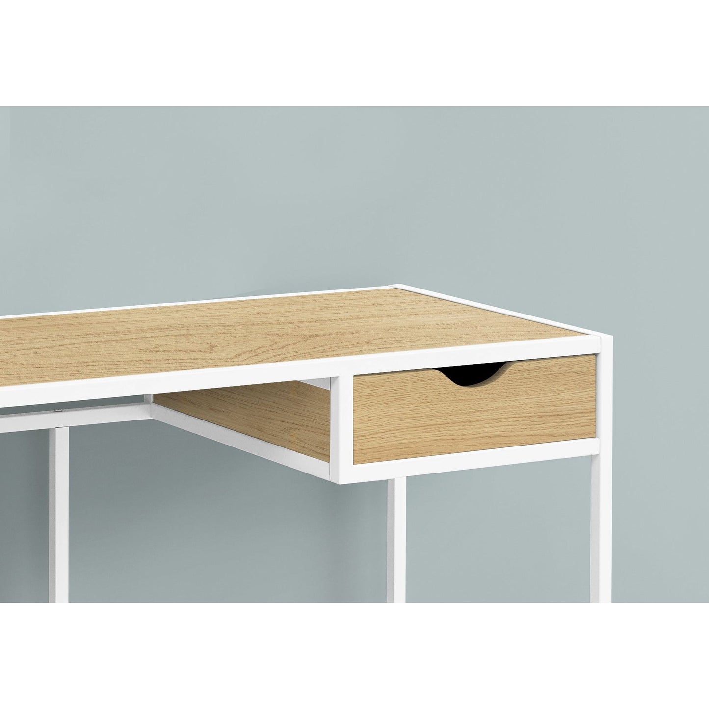 Computer Desk - 42"L / Natural / White Metal