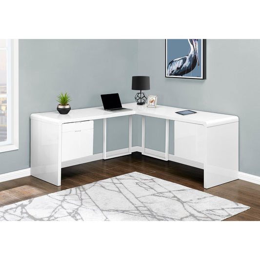 Computer Desk - 72"L / High Glossy White Left/ Right Face