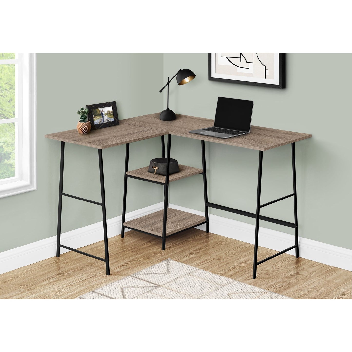 Computer Desk - 48"L / Dark Taupe Top/ Black Metal Corner