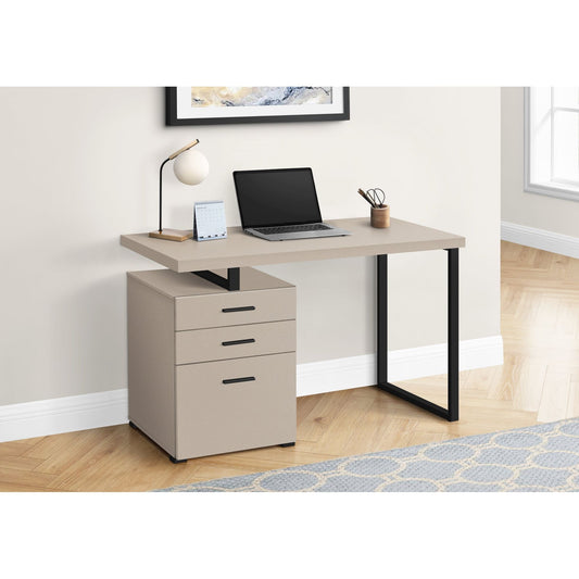 Computer Desk - 48"L / Modern Taupe / Black Metal / L/R