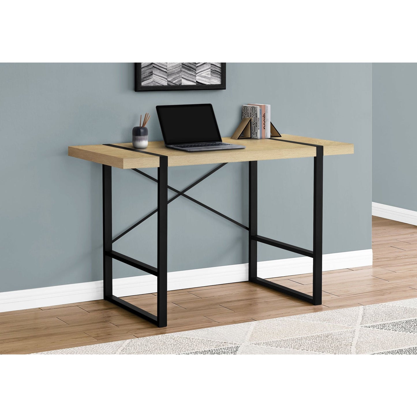 Computer Desk - 48"L / Natural / Black Metal