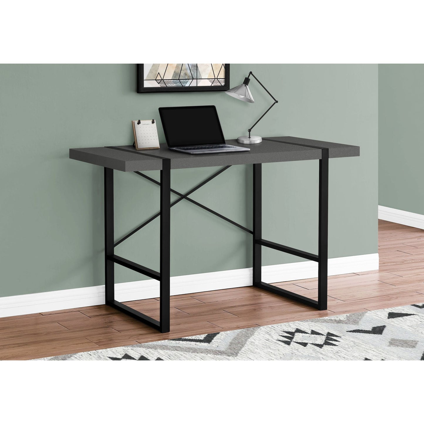 Computer Desk - 48"L / Modern Grey / Black Metal