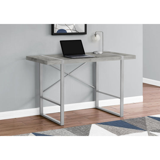 Computer Desk - 48"L / Grey Concrete-Look / Silver Metal