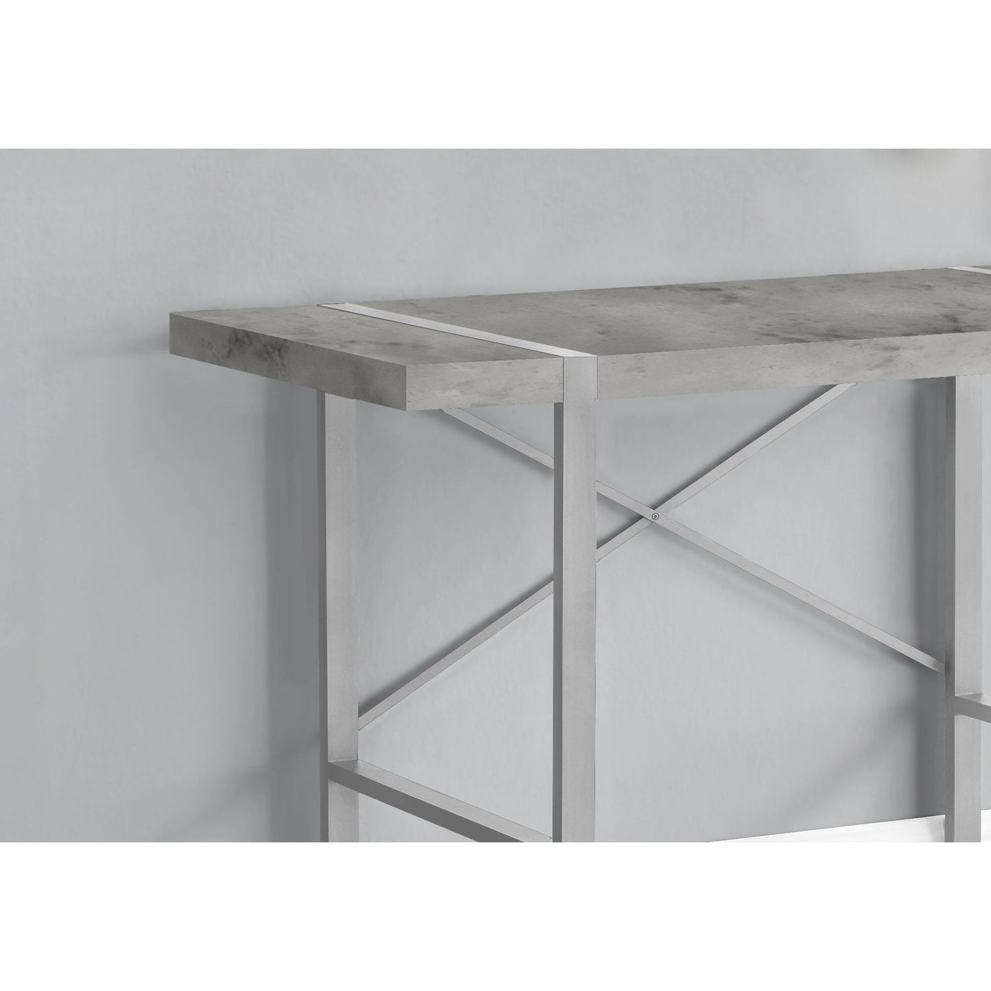 Computer Desk - 48"L / Grey Concrete-Look / Silver Metal