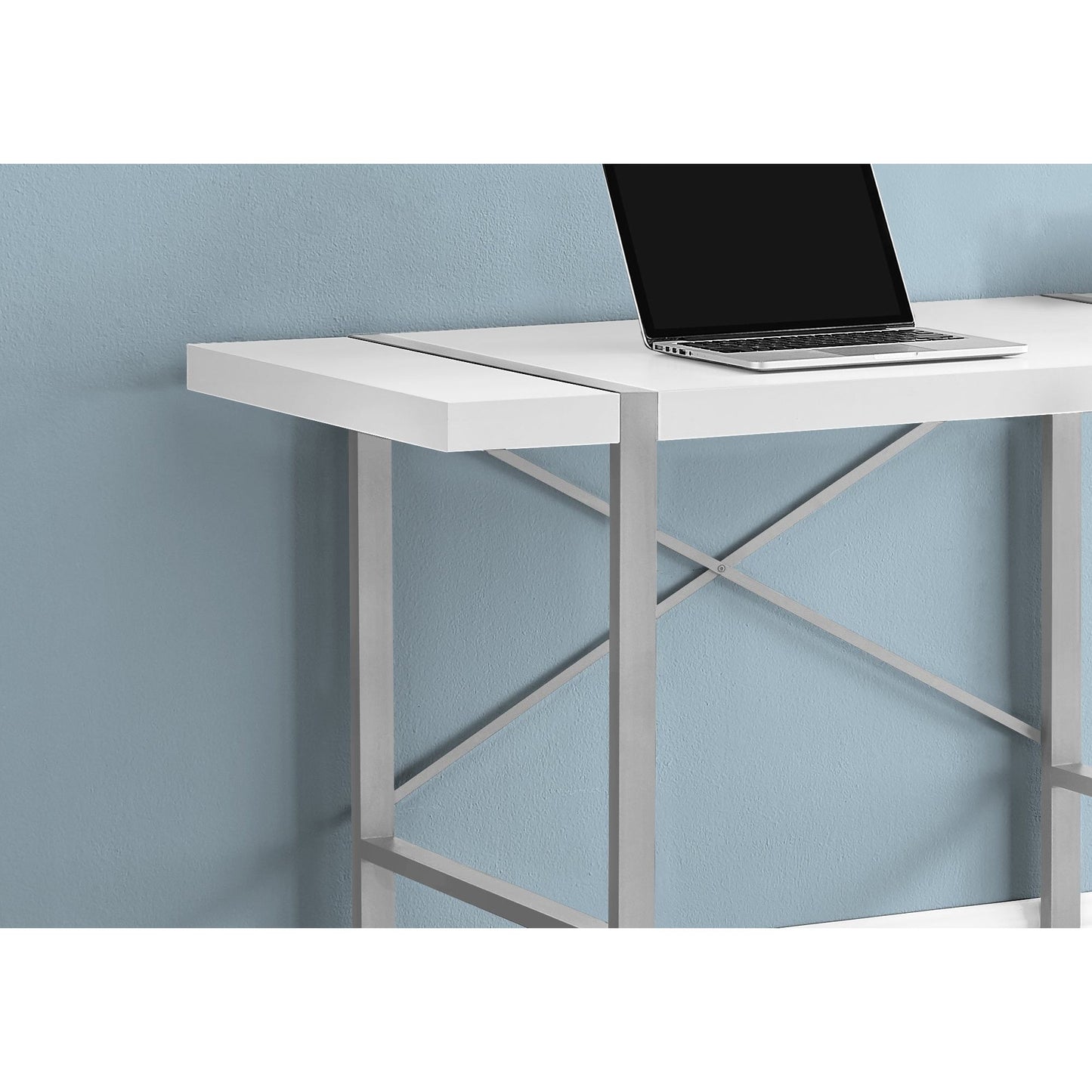 Computer Desk - 48"L / White / Silver Metal