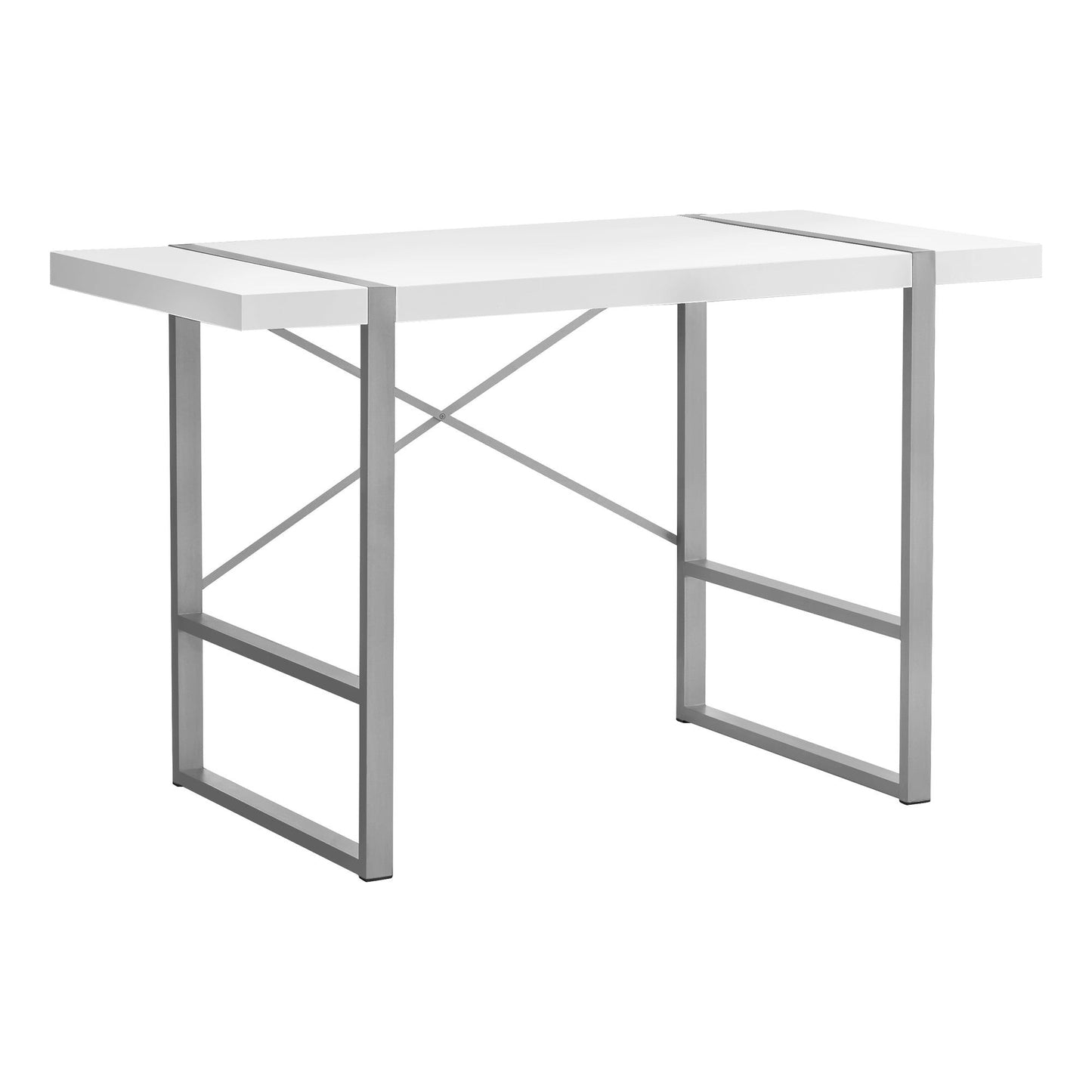 Computer Desk - 48"L / White / Silver Metal