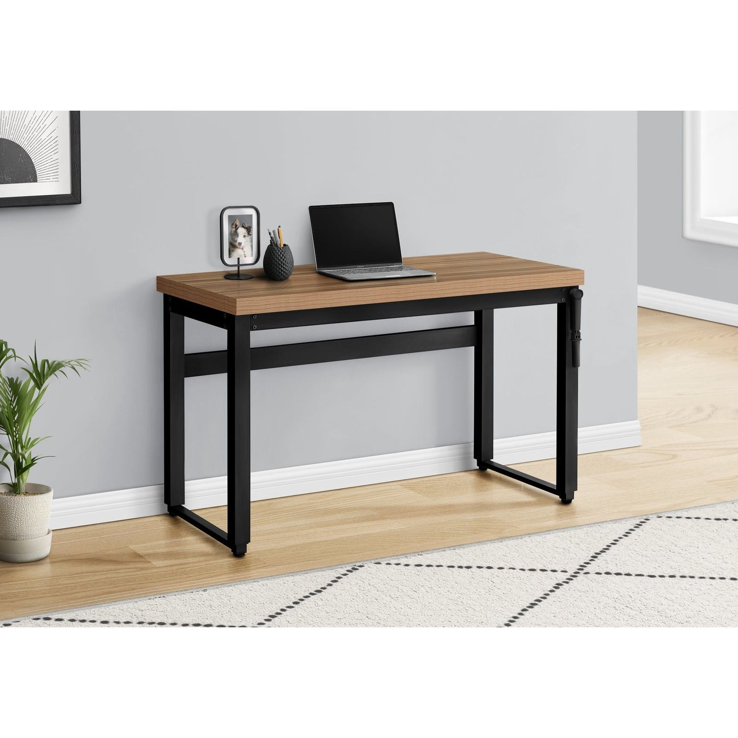 Computer Desk - 48"L / Reclaimed Wood / Adj.Height/ Black