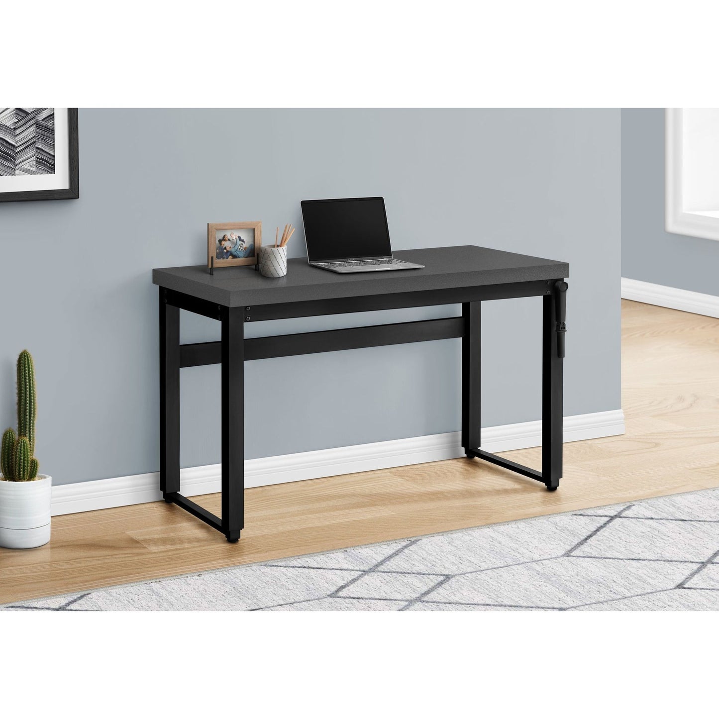 Computer Desk - 48"L / Modern Grey / Adj.Height/ Black