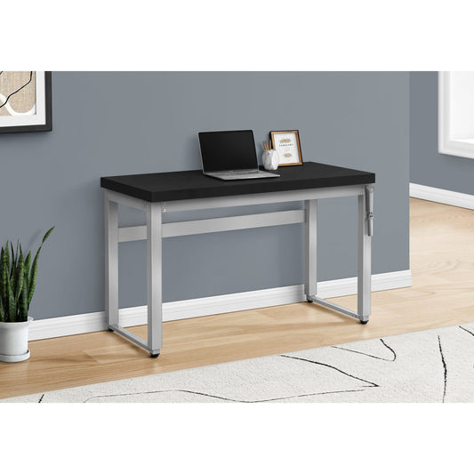 Computer Desk - 48"L / Black / Adj.Height/ Silver Metal