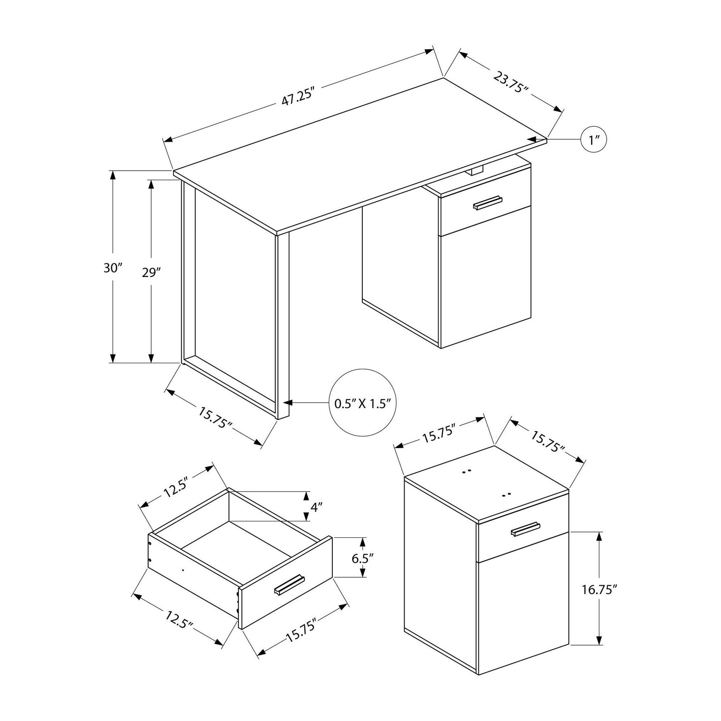 Computer Desk - 48"L / Black Left Or Right Facing