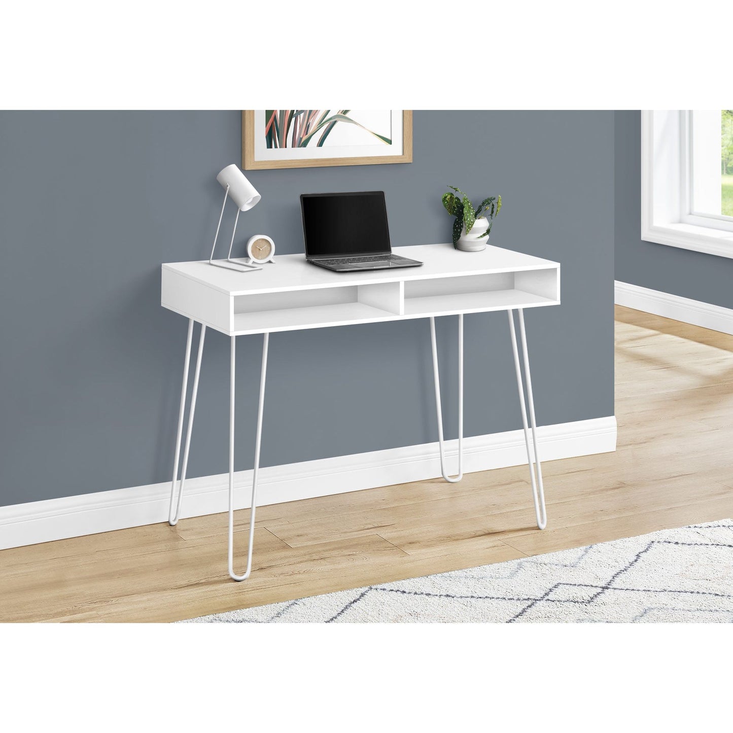 Computer Desk - 40"L / White / White Metal