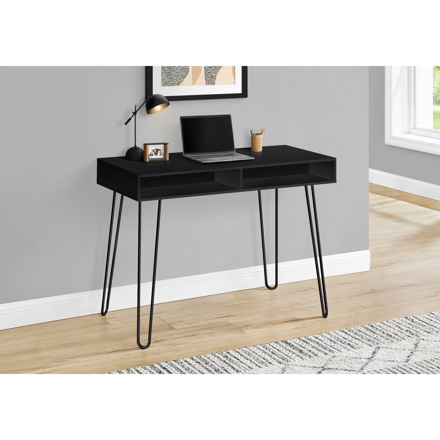 Computer Desk - 40"L / Black / Black Metal