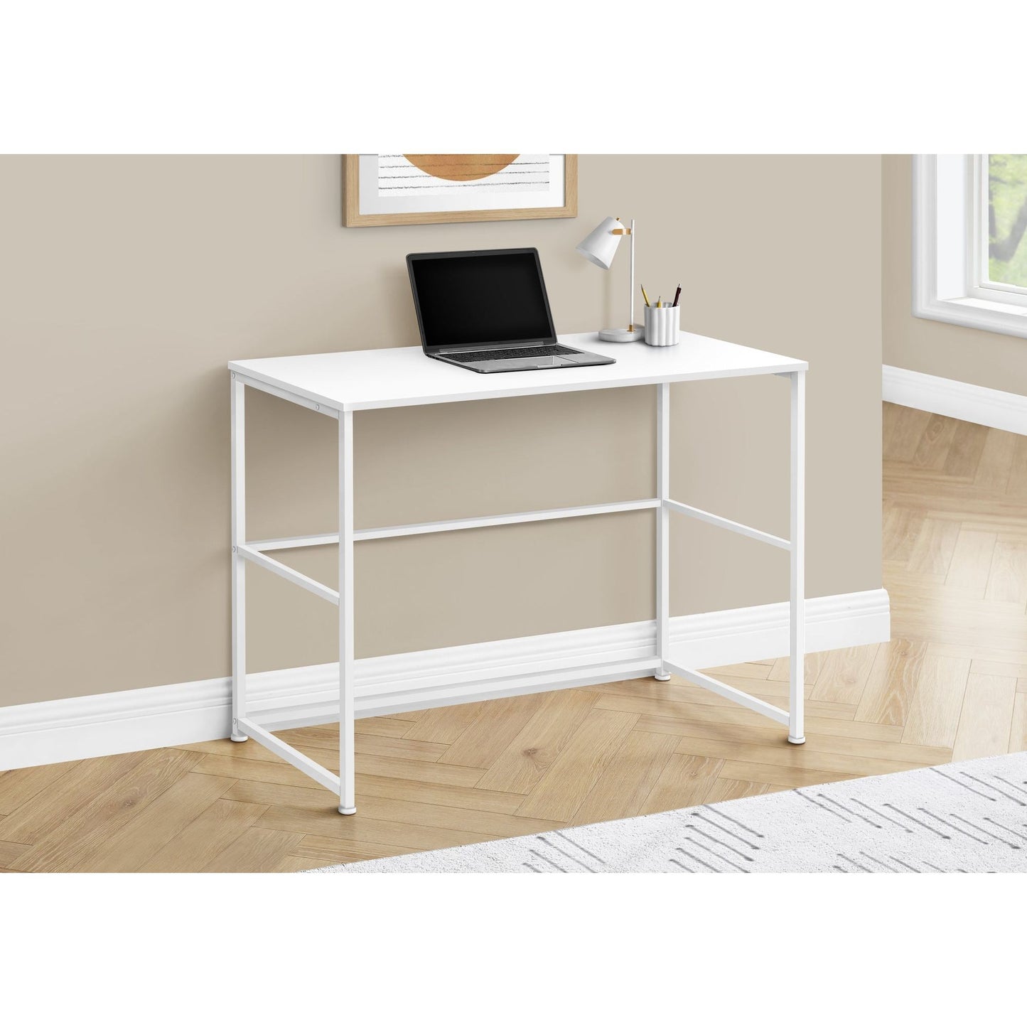 Computer Desk - 40"L / White / White Metal