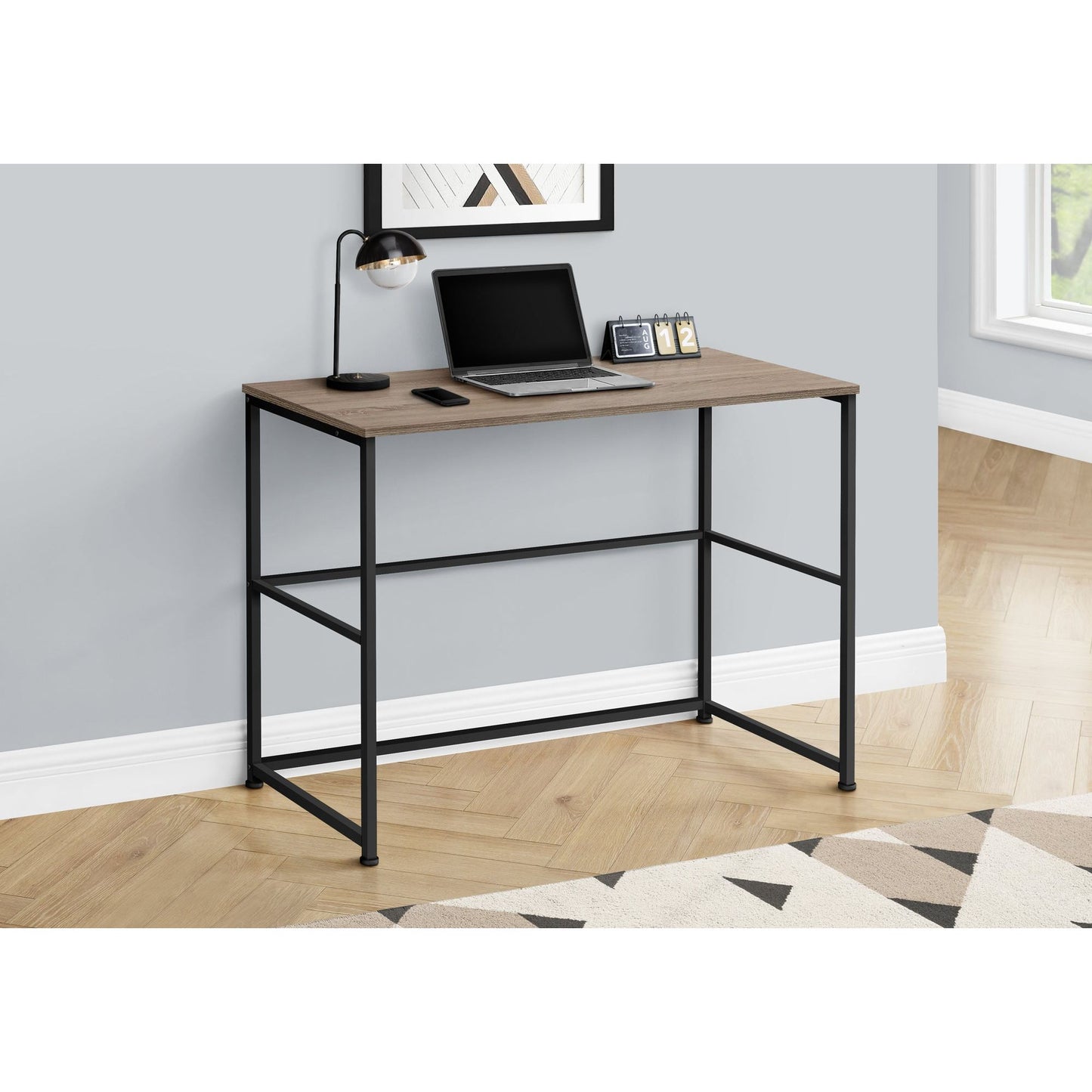 Computer Desk - 40"L / Dark Taupe / Black Metal