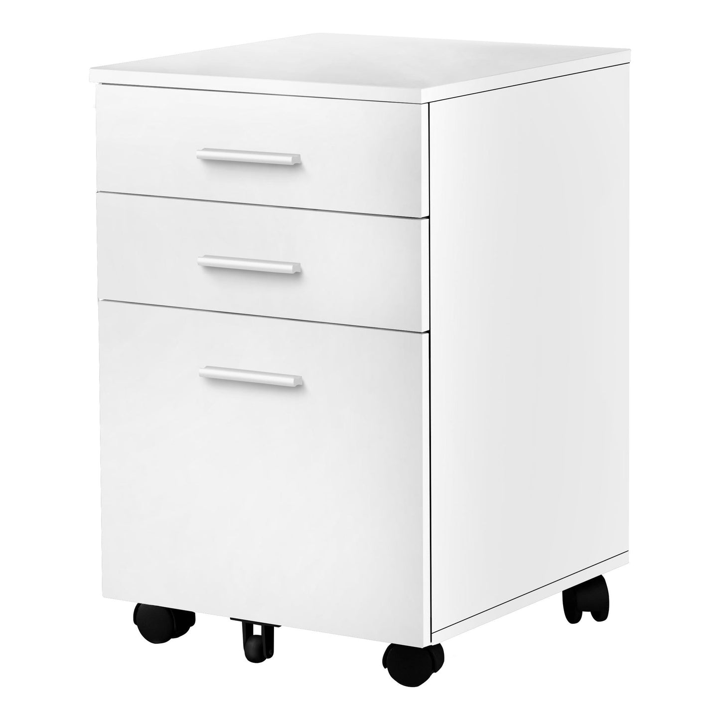 Filing Cabinet - 3 Drawer / White On Castors