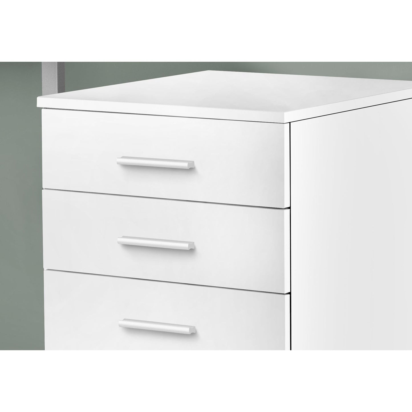 Filing Cabinet - 3 Drawer / White On Castors