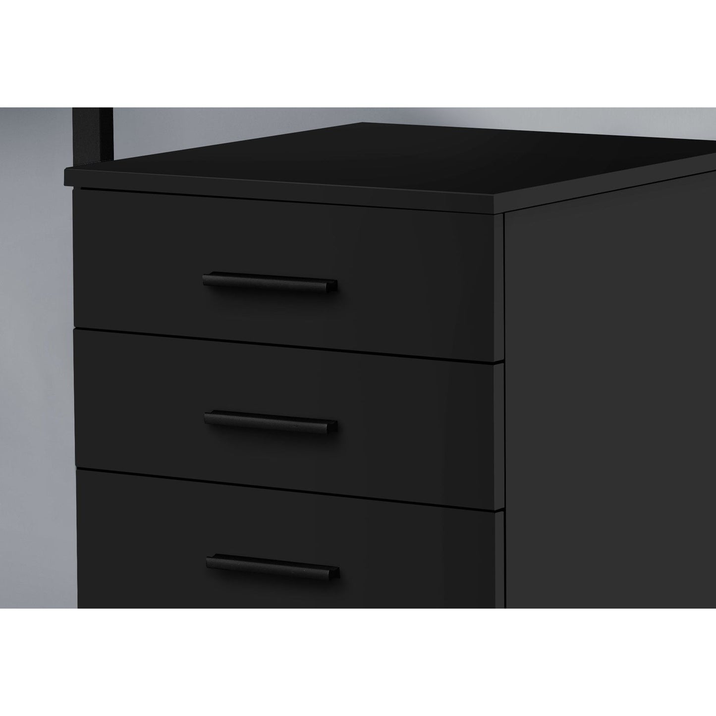 Filing Cabinet - 3 Drawer / Black On Castors