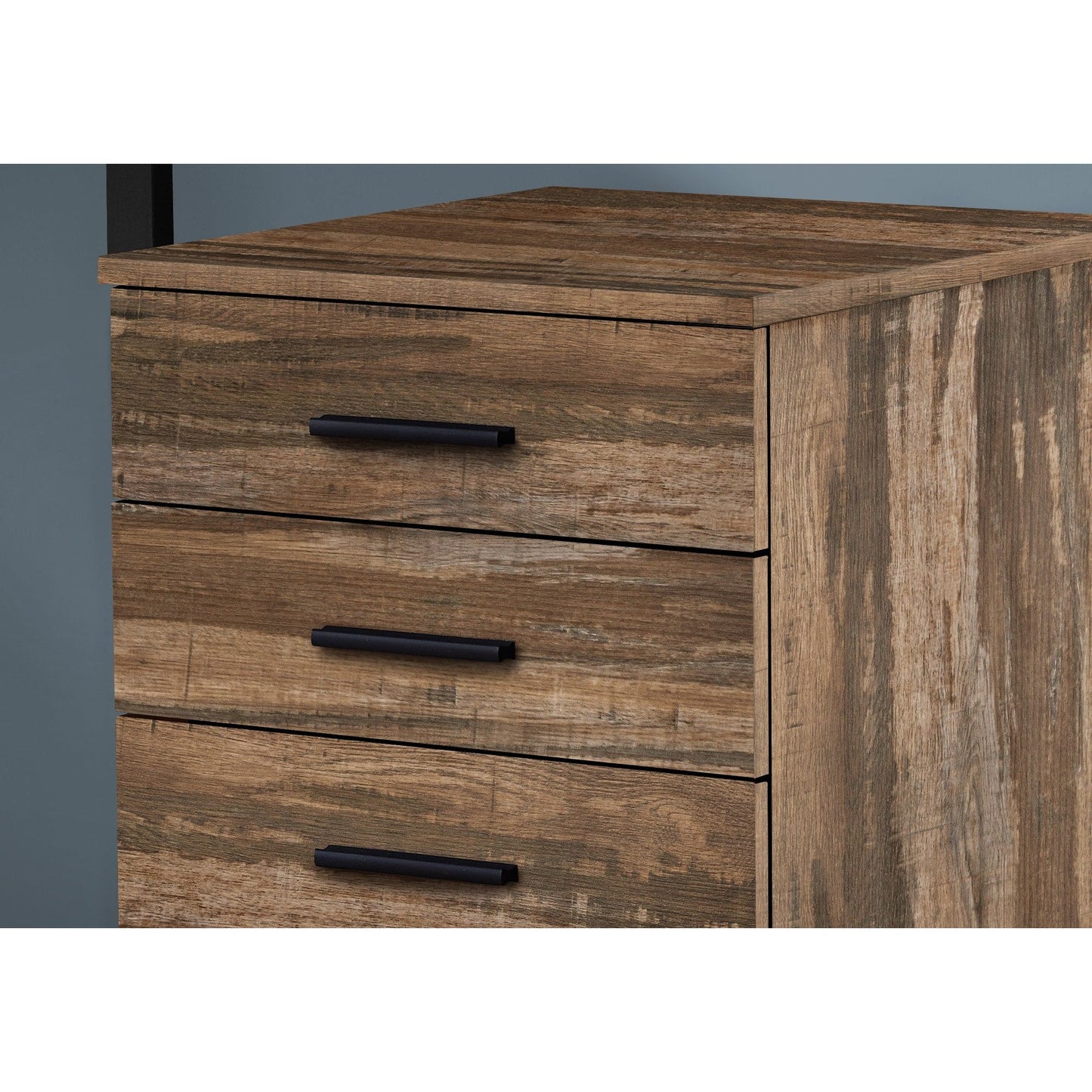 Filing Cabinet - 3 Drawer / Brown Reclaimed On Castors