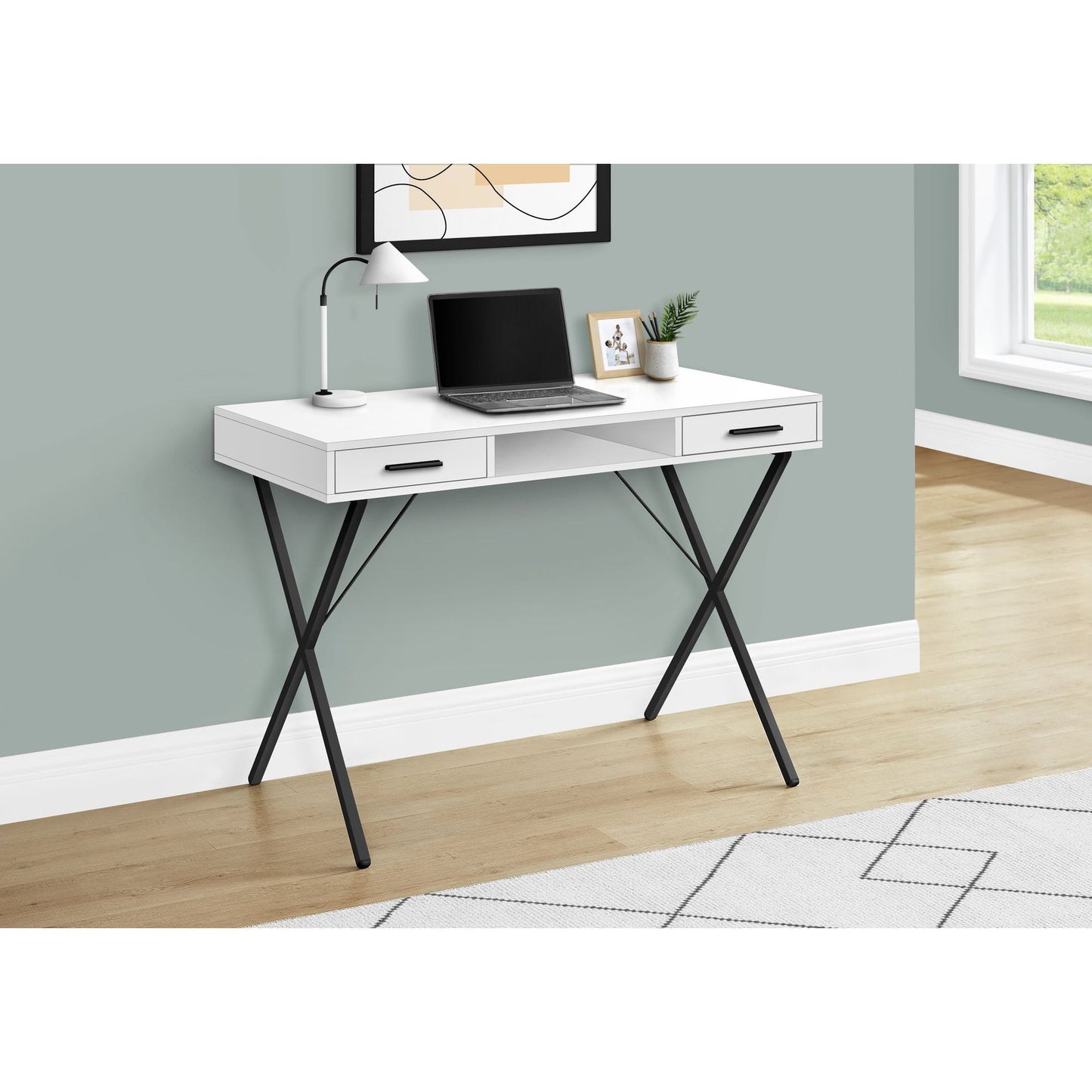 Computer Desk - 42"L / White / Black Metal