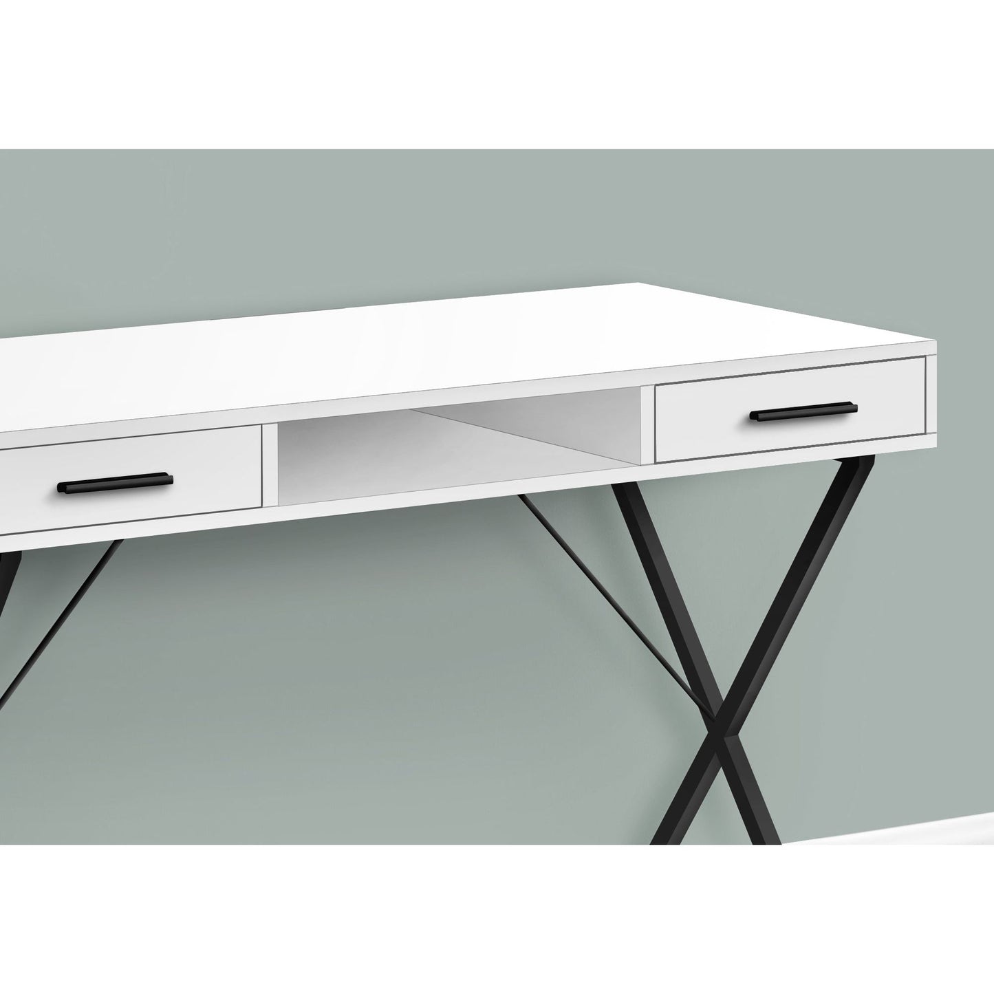 Computer Desk - 42"L / White / Black Metal