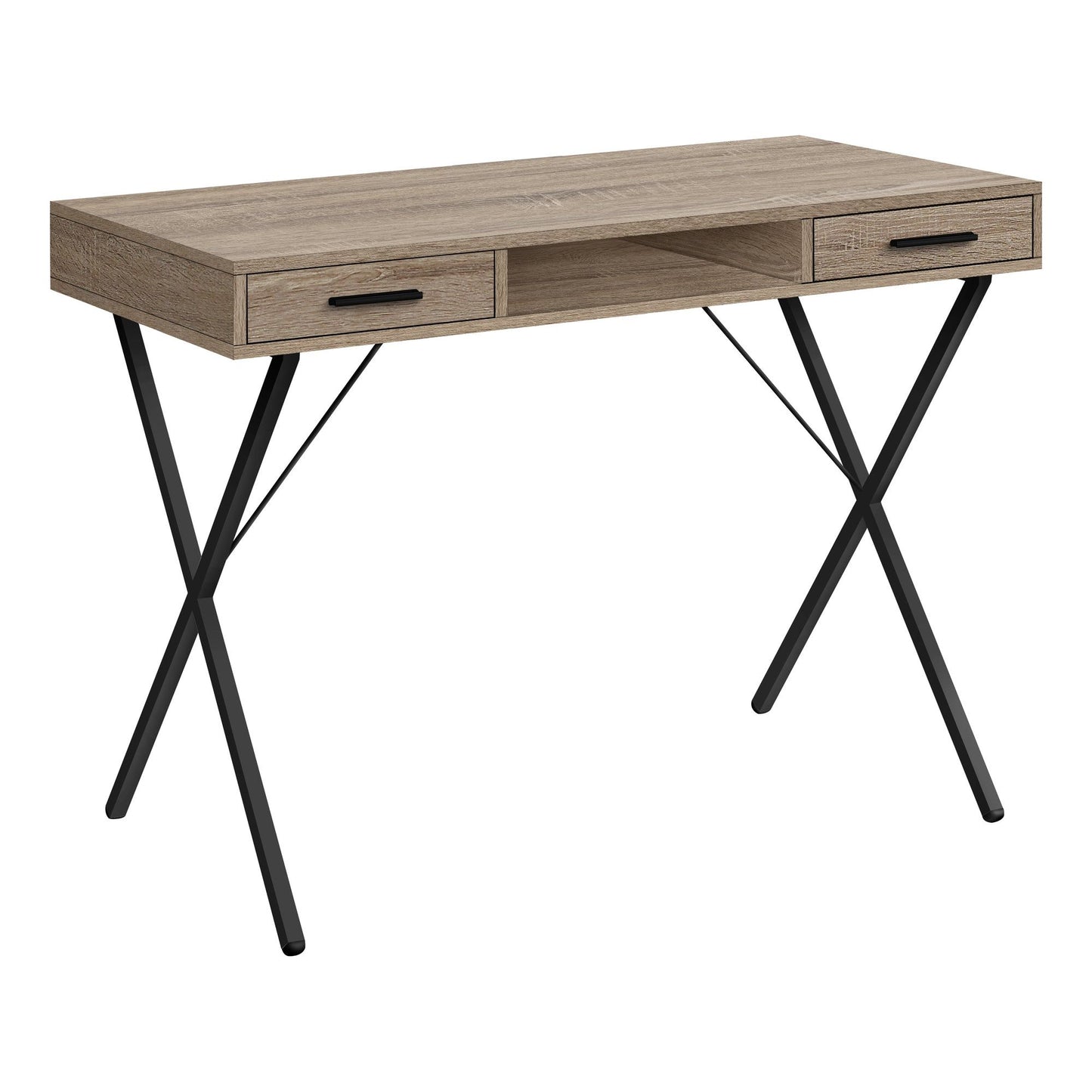 Computer Desk - 42"L / Dark Taupe / Black Metal