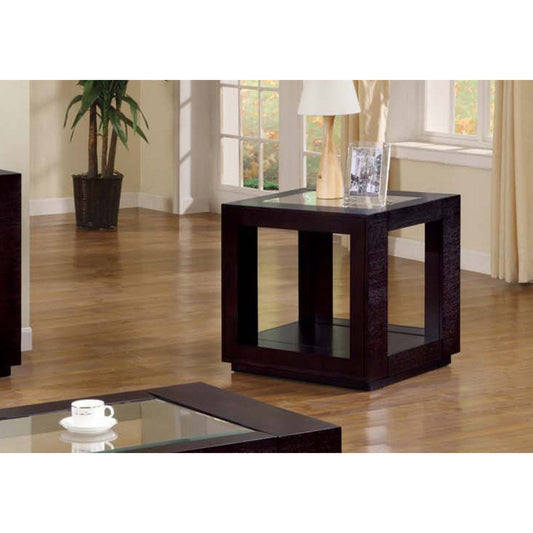 Accent Table - Espresso Veneer With Glass Insert