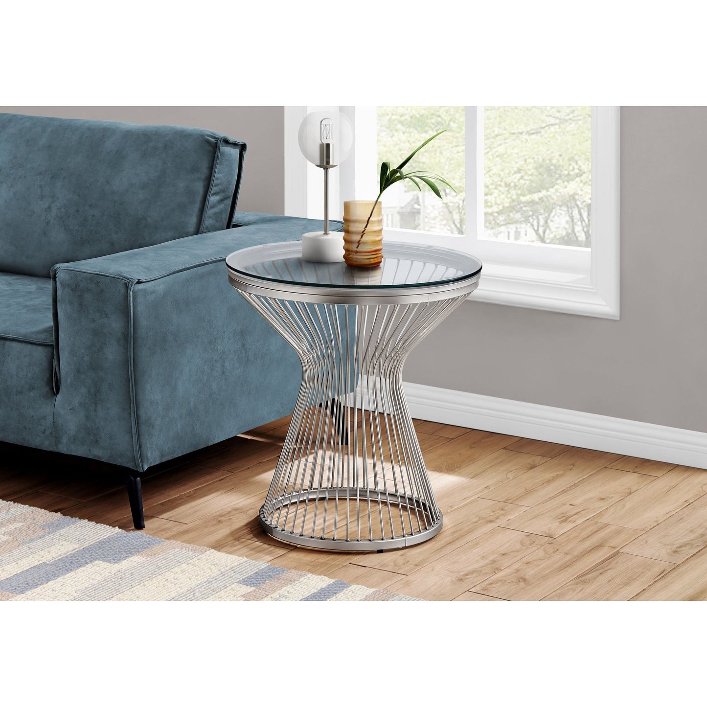 Accent Table - 24"H / Stainless Steel With Tempered Glass