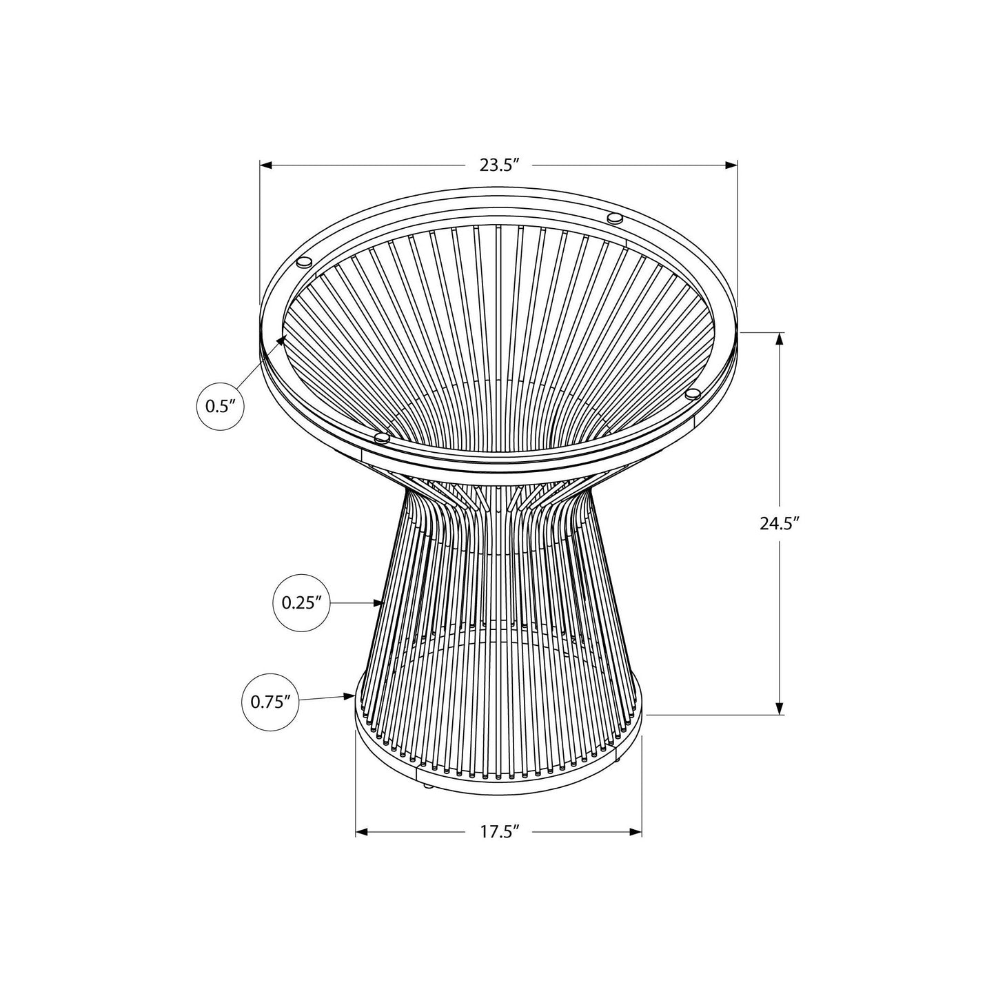 Accent Table - 24"H / Stainless Steel With Tempered Glass