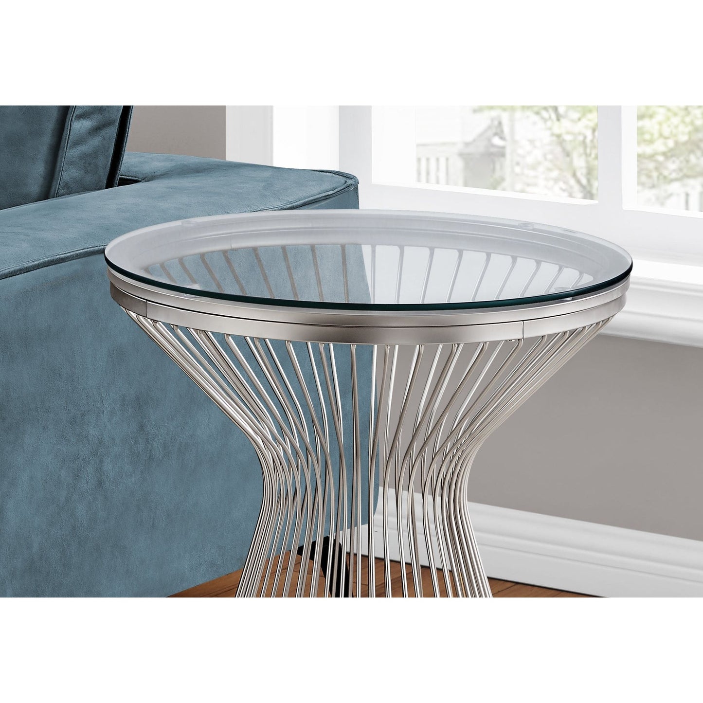 Accent Table - 24"H / Stainless Steel With Tempered Glass