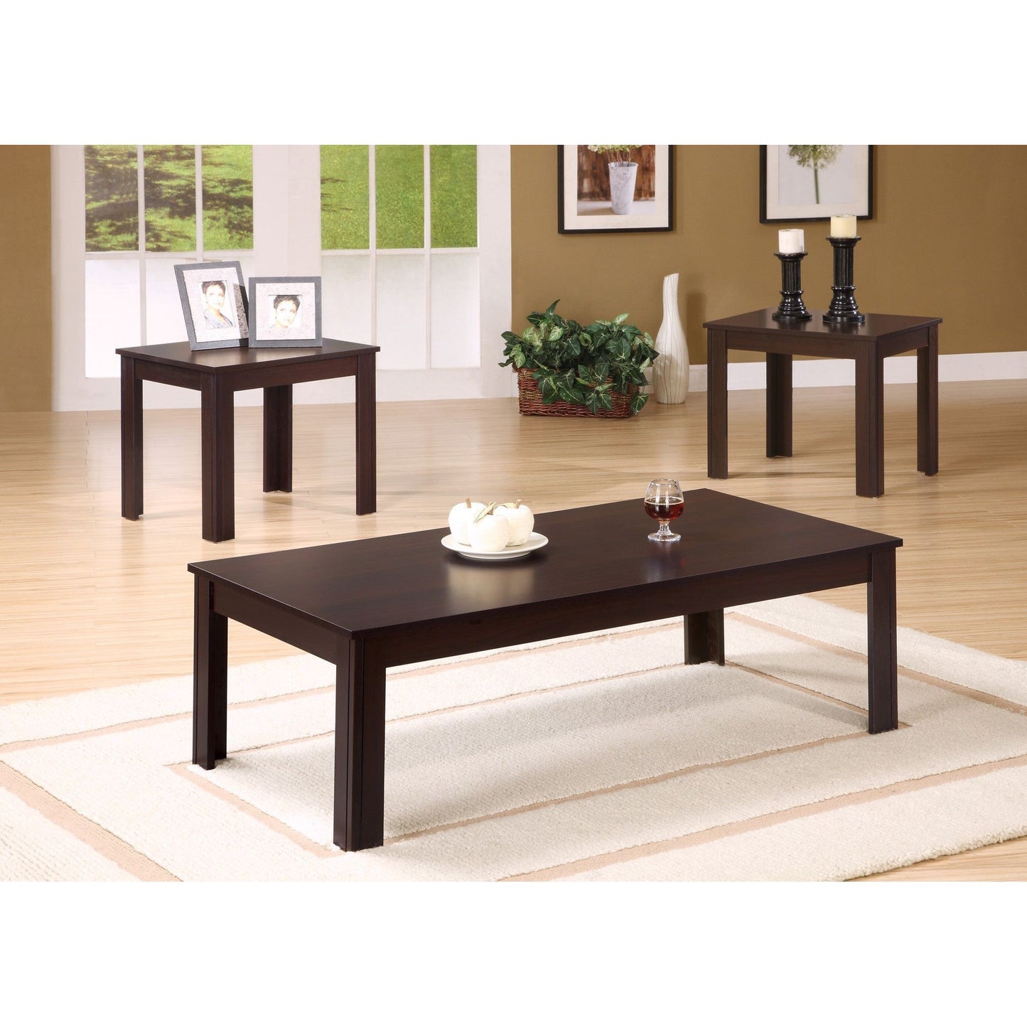 Candace & Basil Coffee Table Set - 3PC Set / Cappuccino