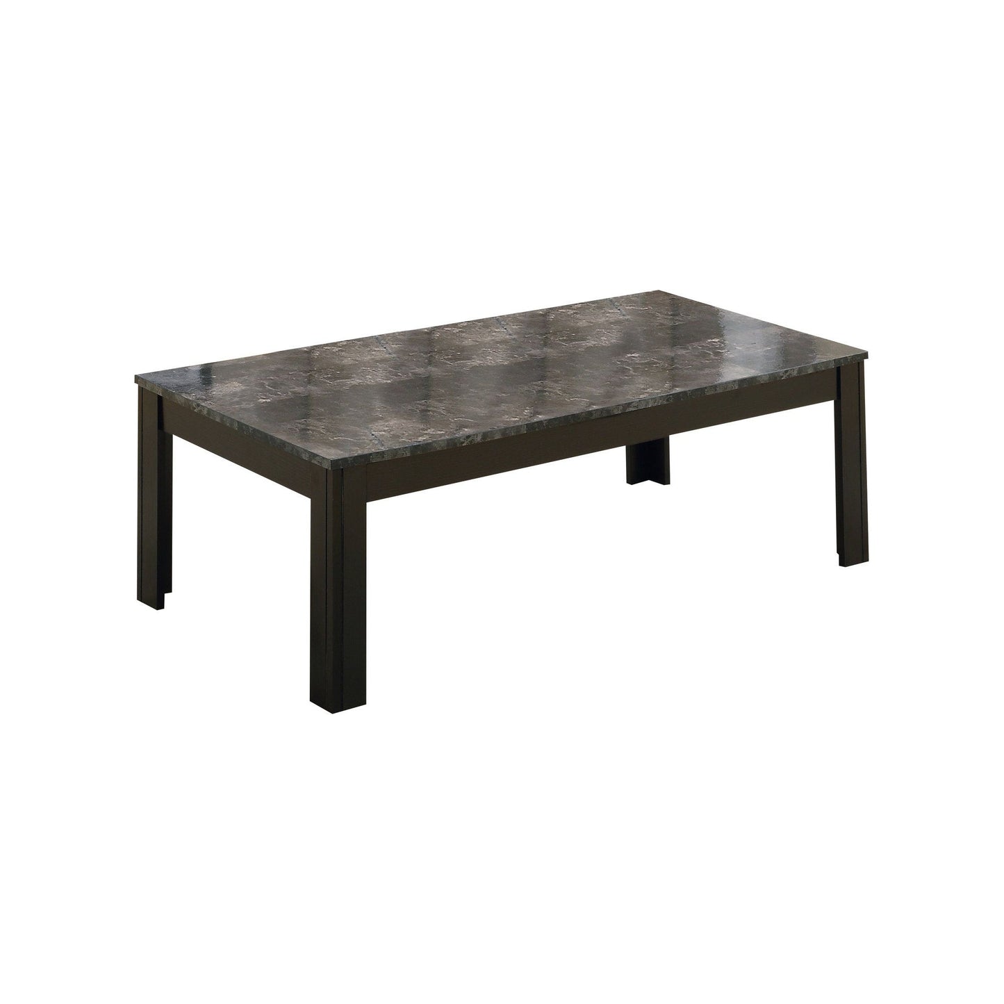 Coffee Table Set - 3Pcs Set / Black / Grey Marble-Look Top