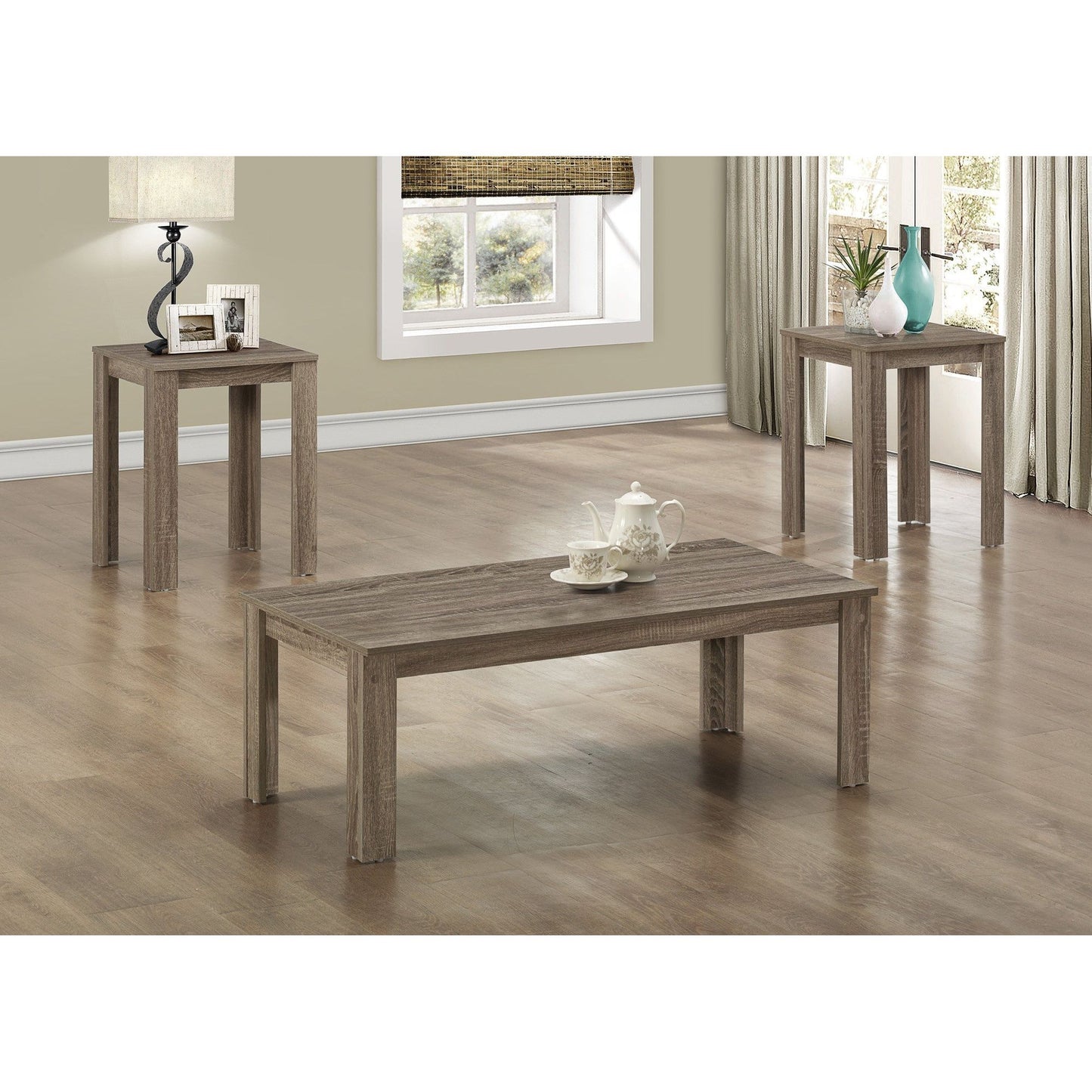 Candace & Basil Coffee Table Set - 3PC Set / Dark Taupe