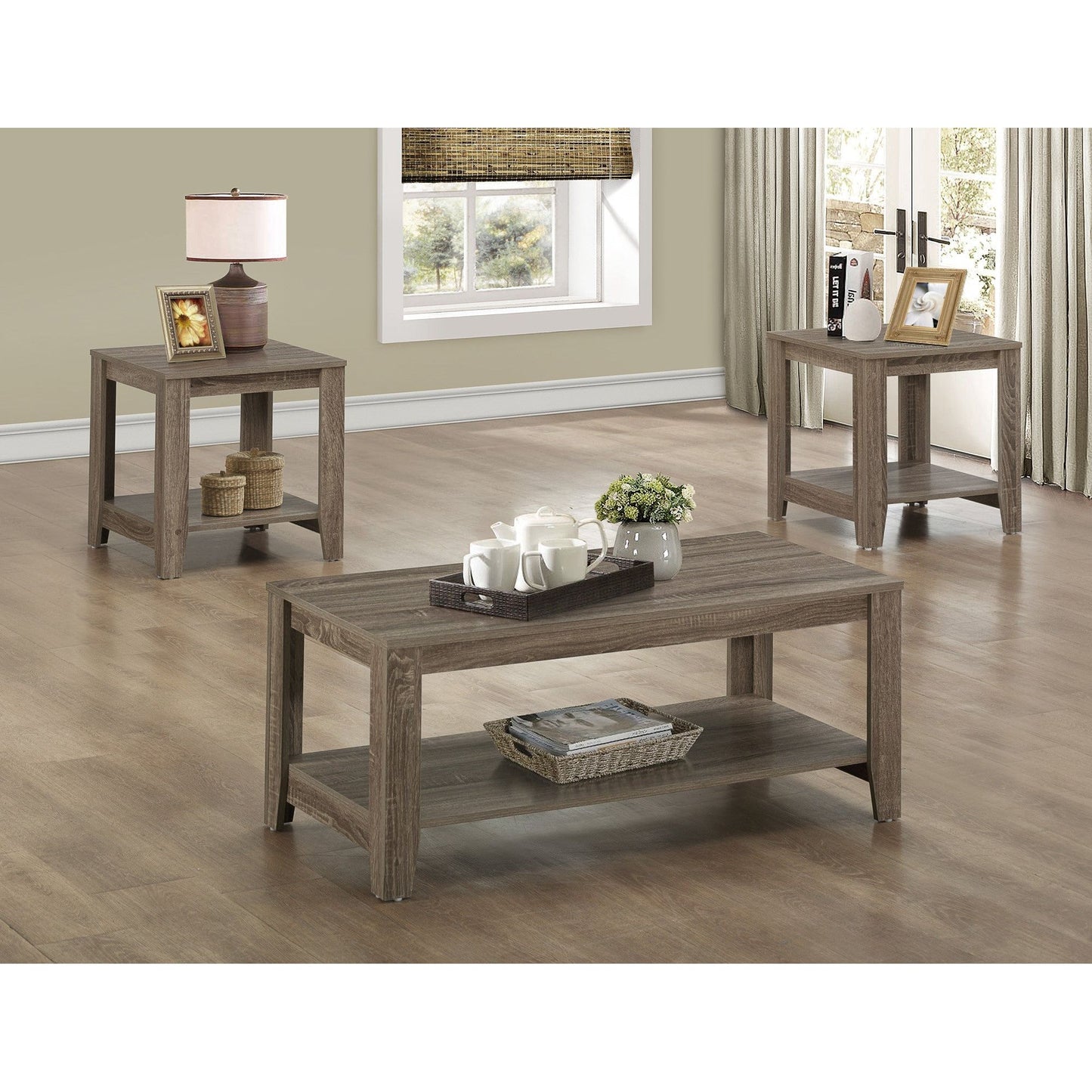 Candace & Basil Coffee Table Set - 3PC Set / Dark Taupe