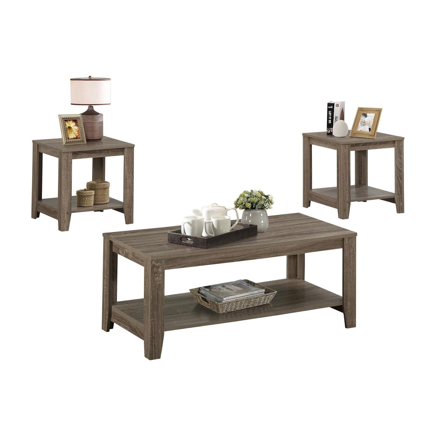 Coffee Table Set - 3PC Set / Dark Taupe