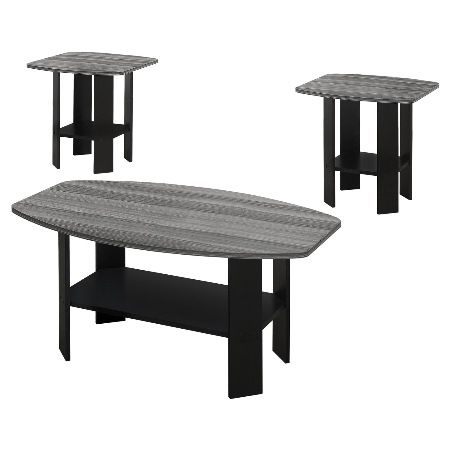 Table Set - 3PC Set / Black / Grey Top