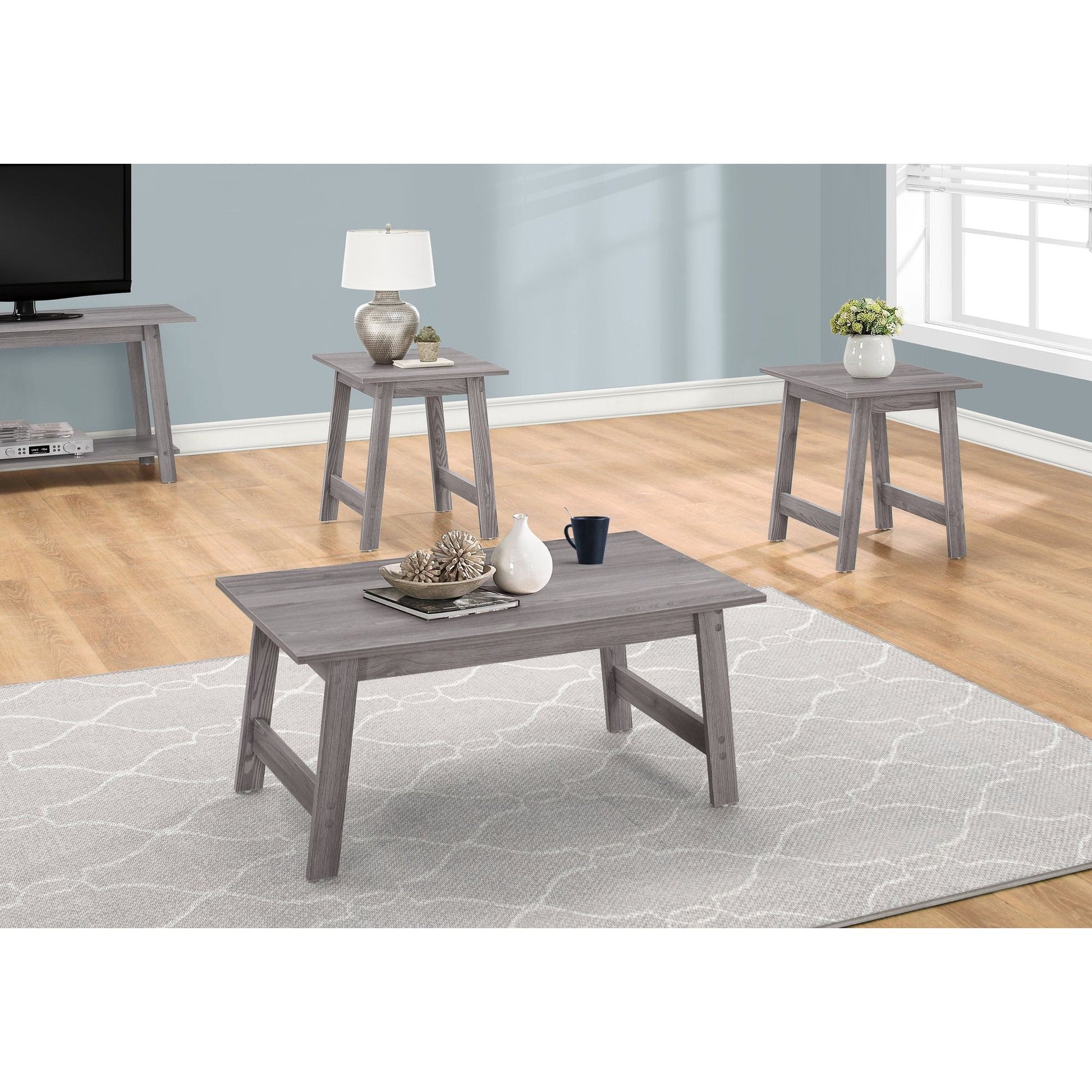 Candace & Basil Coffee Table Set - 3pc Set / Grey