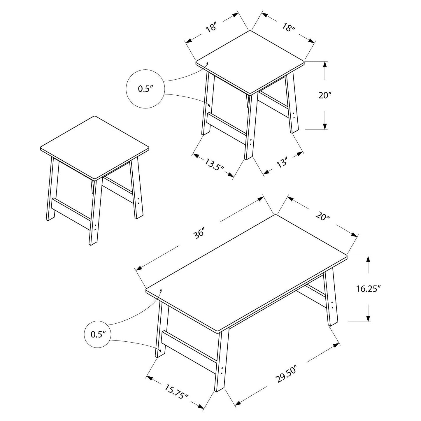 Table Set - 3pc Set / Grey