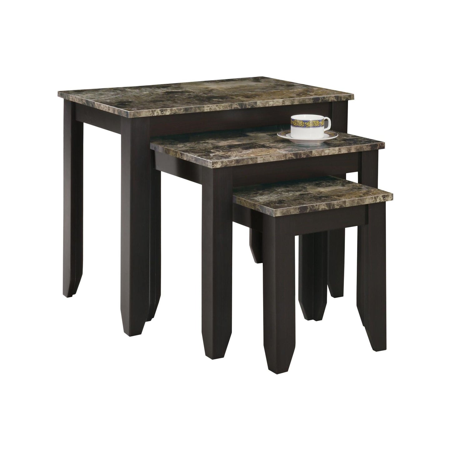 Nesting Table - 3PC Set / Cappuccino Marble Top