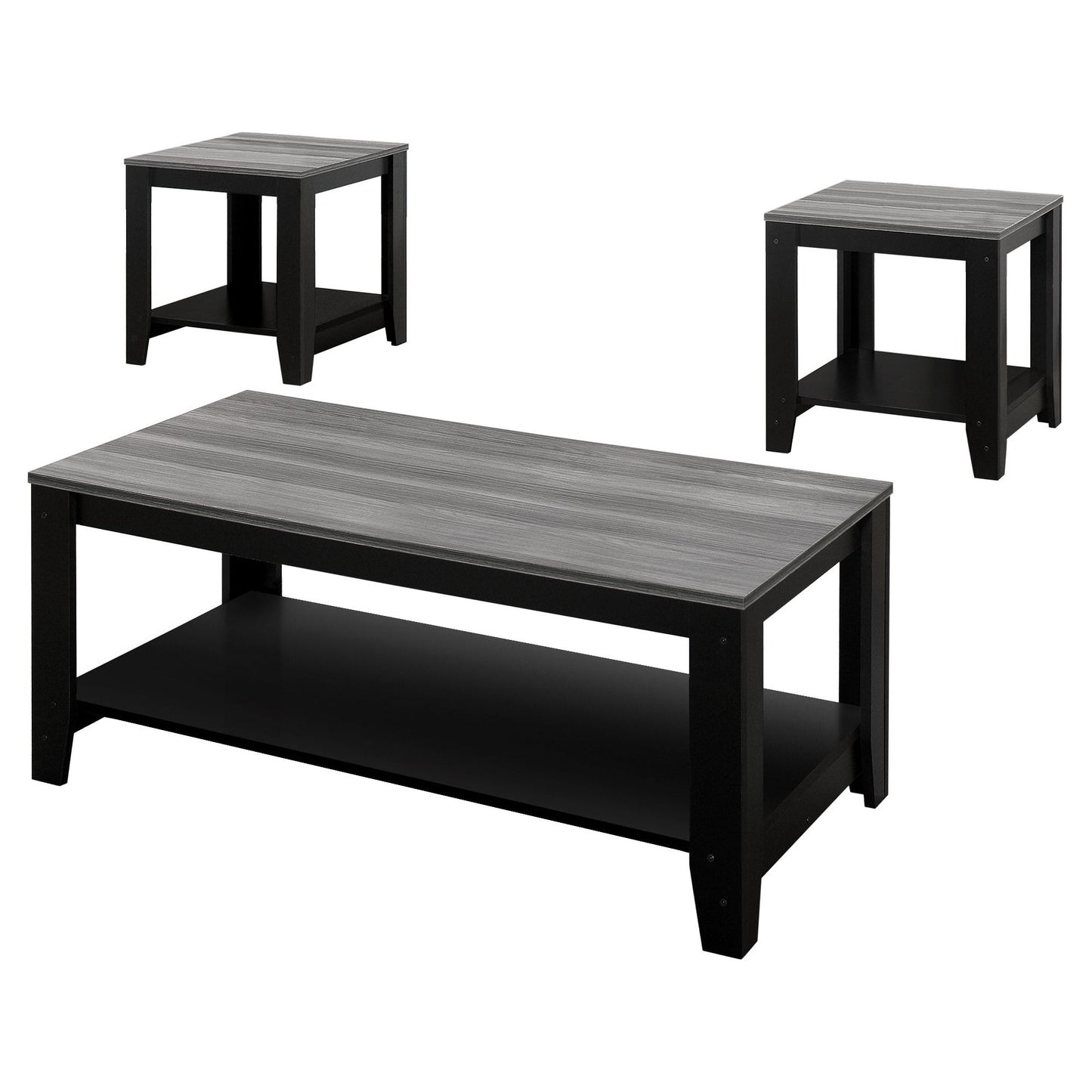 Table Set - 3PC Set / Black / Grey Top