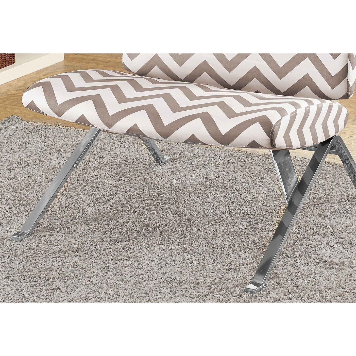 Accent Chair - Dark Taupe " Chevron " With Chrome Metal