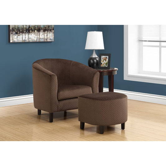 Accent Chair - 2Pcs Set / Dark Brown Quilted Fabric